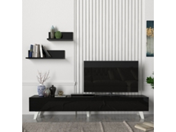 Conjunto de Móveis de Sala [EN.CASA] Saarijärvi (180 x 31 x 33 cm - Aglomerado - Preto)