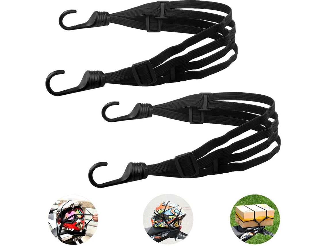 Cintas de bagagem para motocicleta Slowmoose (pacote com 2) com ganchos duplos e tensor ajustável de 60 a 90 cm