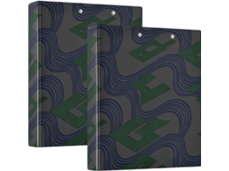 Arquivo abstrato colado com estampa de onda azul escura 1, 5 Polegadas, três anéis com sacolas, pacote com 1 2 de