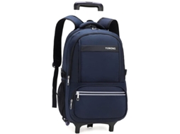Mochila Escolar com Rodas para Primário de Náilon Azul Resistente, Múltiplos Bolsos, Grande Capacidade S/MARCA