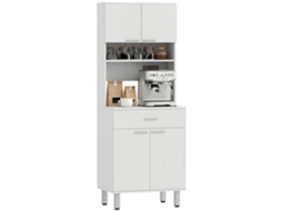 Aparador alto de cozinha ZENCORE SERVICES, clássico, 2 armários, 1 prateleira, branco, 60x40x160cm