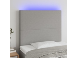 Vidaxl Cabeceira Cama C/ Luzes Led Tecido 100x5x118/128cm Cinza-claro