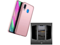 Kit Capa e Película 5D Anti-Spy Samsung Galaxy A40 SlimShield Rosa