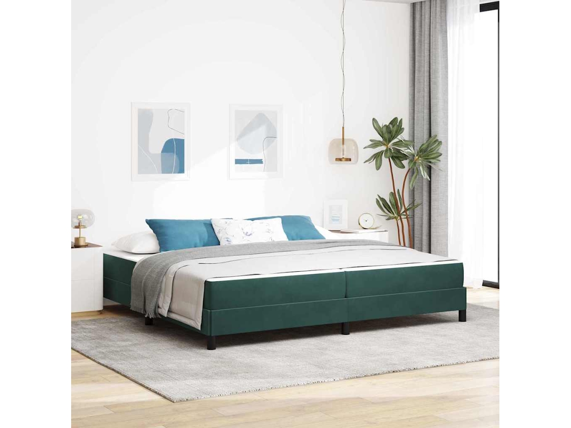 Vidaxl Cama Box Com Colchão Verde Escuro 200 X 210 Cm Tecido