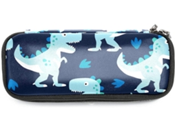 Estojo Lápis Azul Marinho Com Estampa De Dinossauro Desenho Animado, Grande Capacidade Marcadores, Organizador