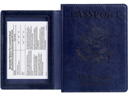 Conjunto De 2 Estojos Azul, Escuros Para Passaporte E Cartão De Vacinação, Cartão De Vacinação