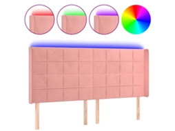 Cabeceira de Cama com Luzes Led Veludo Rosa MAISON EXCLUSIVE (163x16x118 cm)