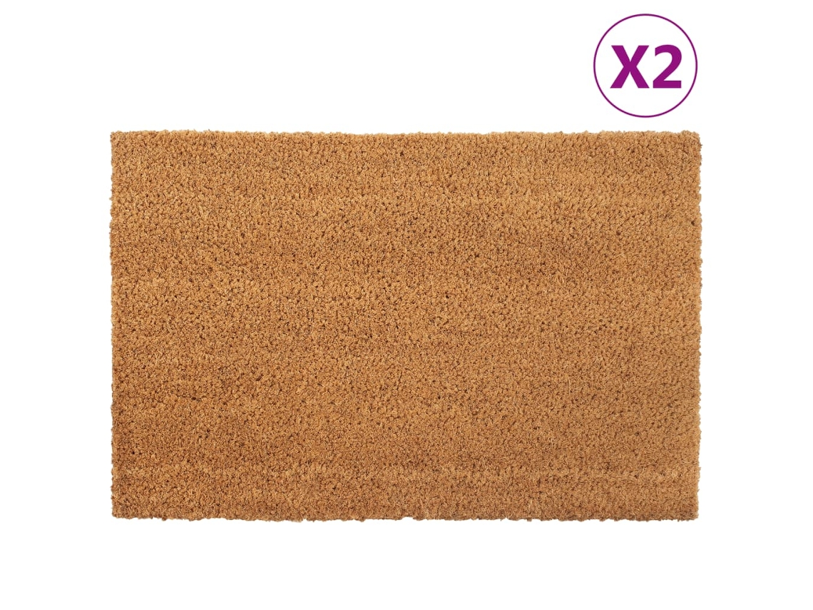 Vidaxl Tapetes Porta 2 Pcs 40x60 Cm Fibra De Coco Tufada Natural