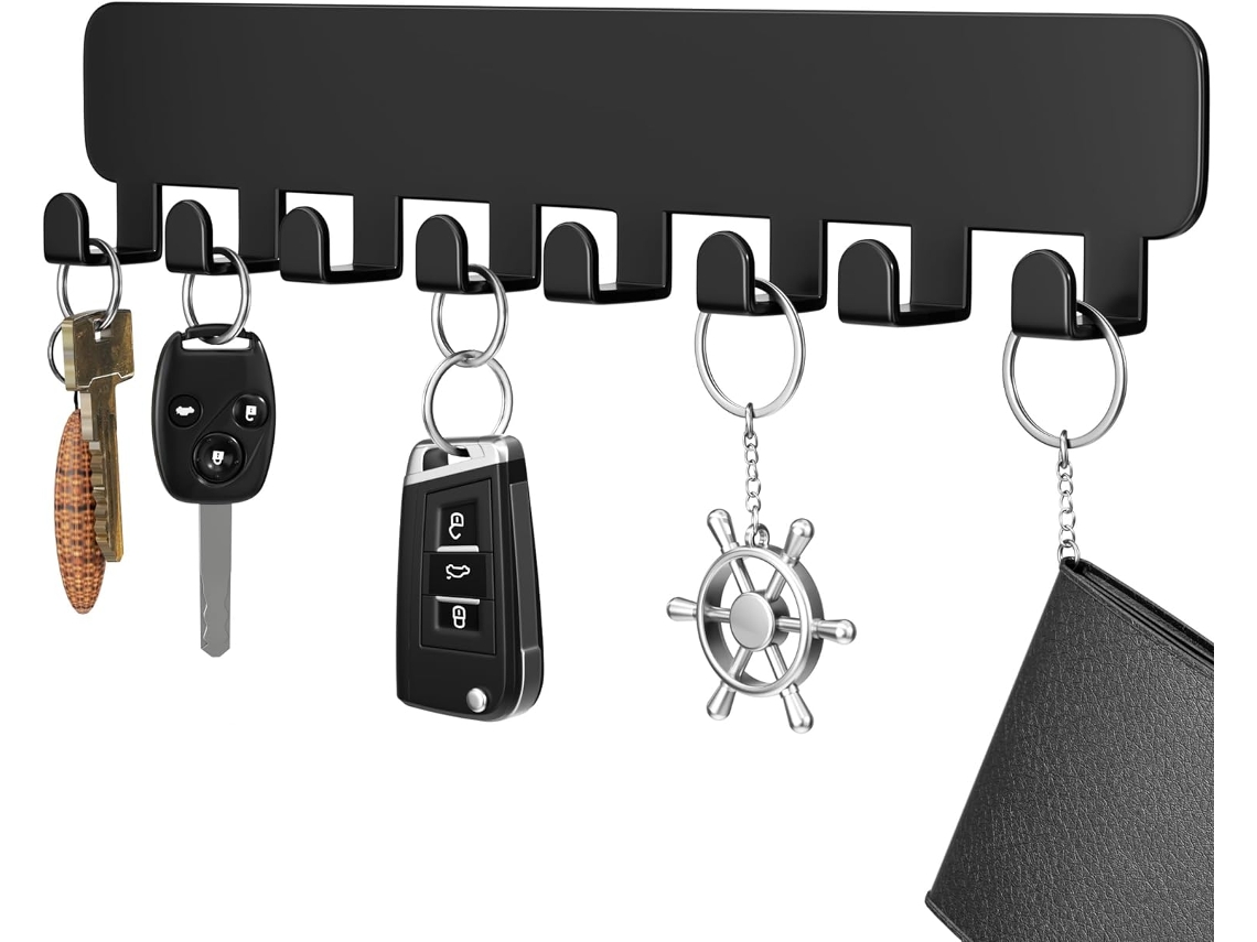 Ganchos Para Chaves - Ganchos Parede Sem Furos - 8 Ganchos - Metal - Preto