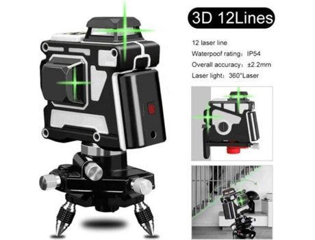 12 linhas de nível de laser 3D autonivelante 360 cruz horizontal e vertical (sem suporte) LESHP