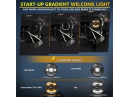 Farol Led 7 Polegadas Com Farol Alto/baixo, Drl E Piscas À Prova D'água