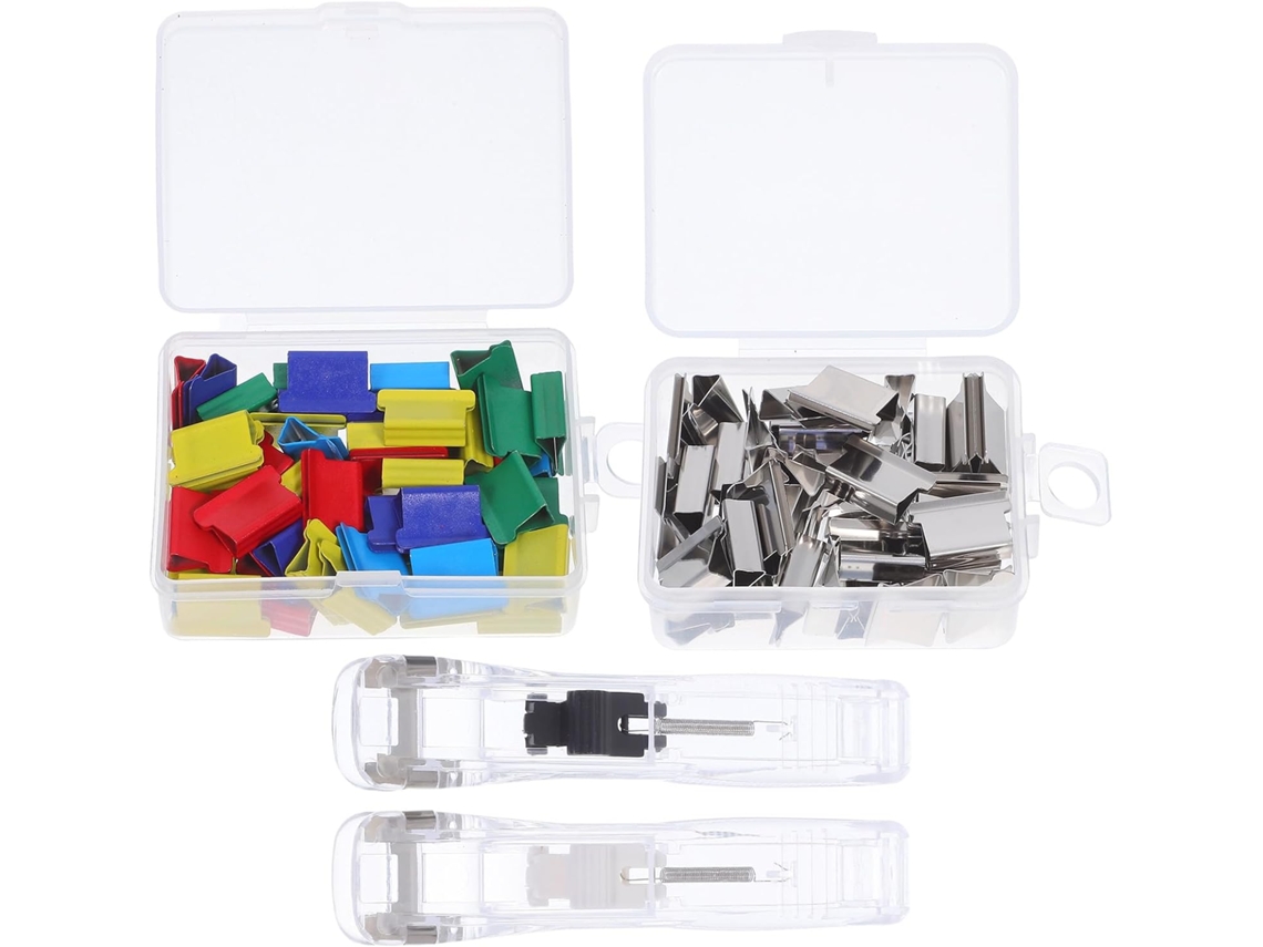 Dispensador de clipes de corrente portátil, transparente e reutilizável Shineofi para mesa de casa, inclui reposicionamento.
