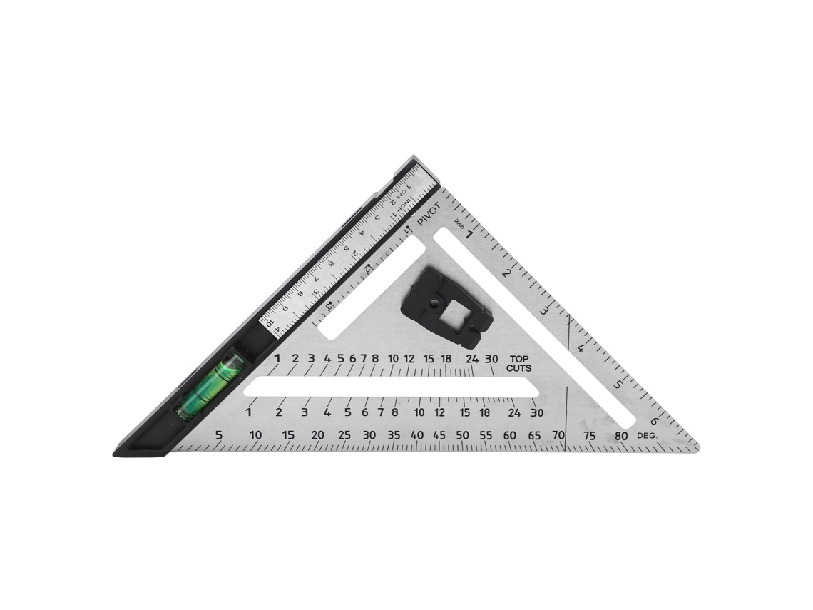 Régua Triangular De Marcenaria 7 Polegadas Com Nível De Bolha Régua Quadrada De Metal Escala Dupla