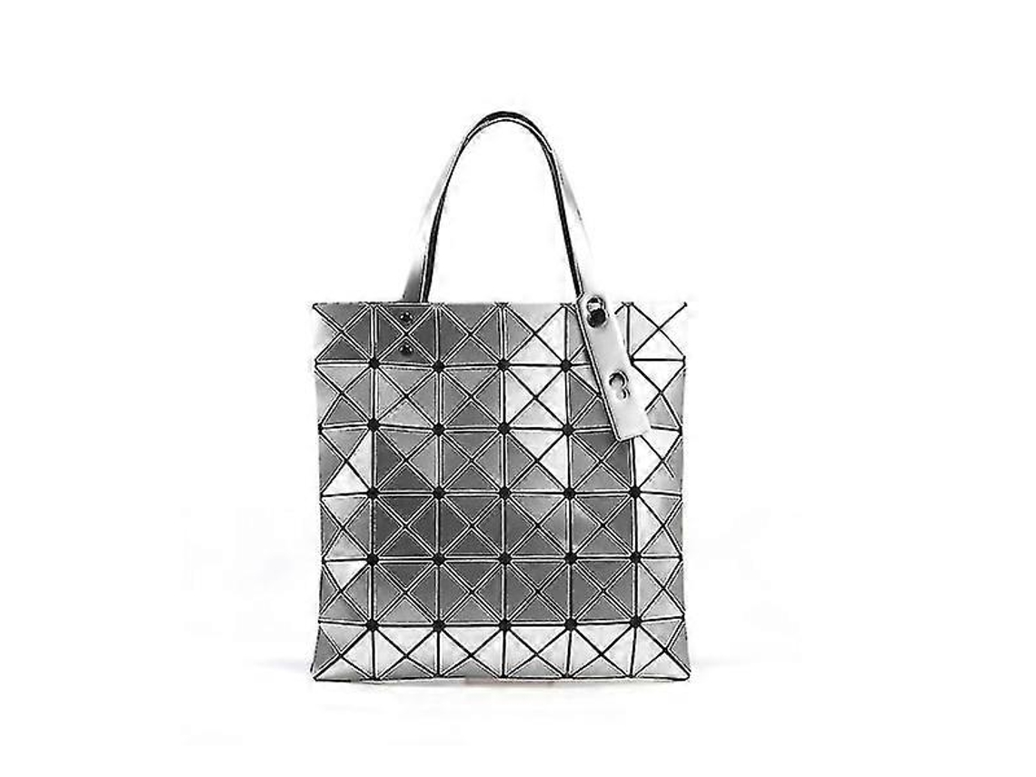 Bolsa Tote Geométrica, Mão Lingge, Viagem Prateada AQUAFORGE