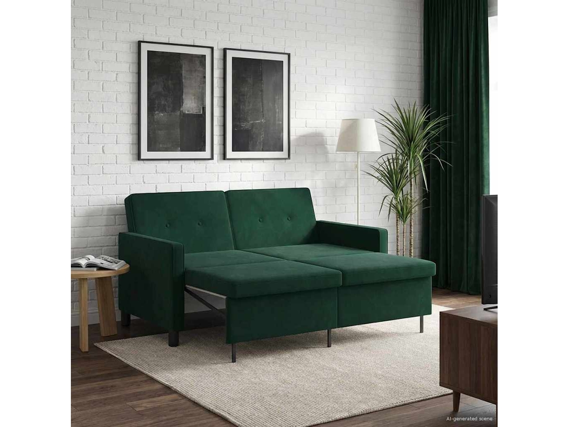Vidaxl Sofá-cama Verde-escuro Tecido
