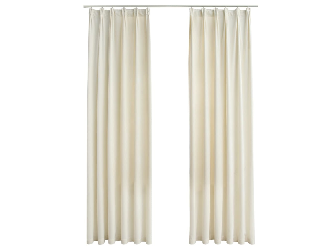 Maison Exclusive - Cortinas Blackout Com Ganchos 2 Pcs 140x245 Cm Veludo Cor Creme