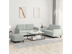 Vidaxl 3 Pcs Conjunto De Sofás Veludo Cinzento-claro