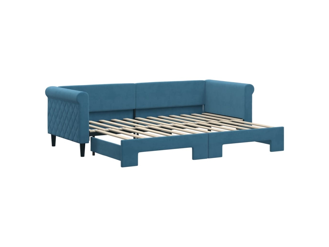Sofá-cama com gavetão VIDAXL Azul Veludo (80x200 cm)