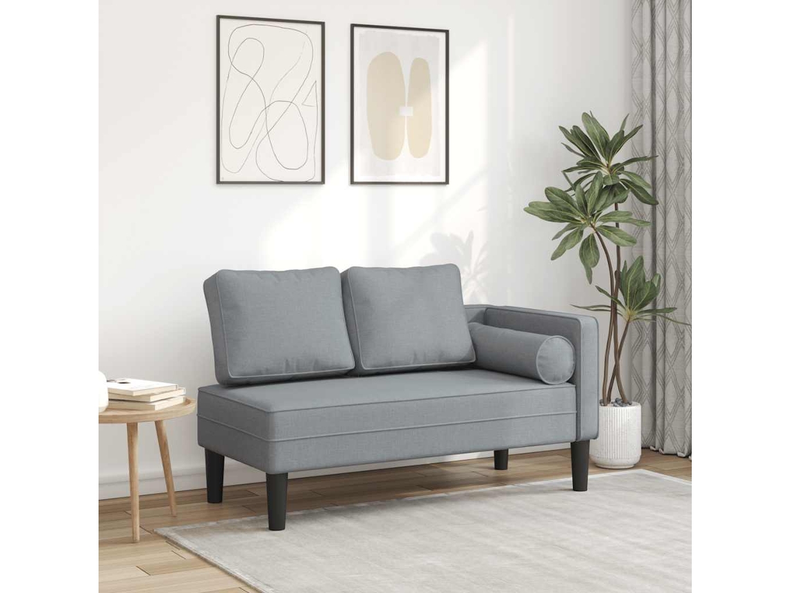 Vidaxl Chaise Lounge Com Almofadões Tecido Cinzento-claro