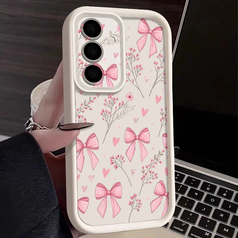 Capa Para Celular Galaxy S26 Com Estampa De Laço Fofo (branca), Capa Macia