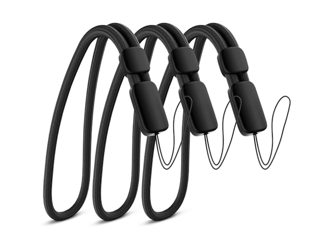 Alça De Pulso Ajustável Com Cordão (pacote 3, Preta) – Segura Para Chaves, Gopro, Celular, Câmera, Consoles Jogos-aquaforge