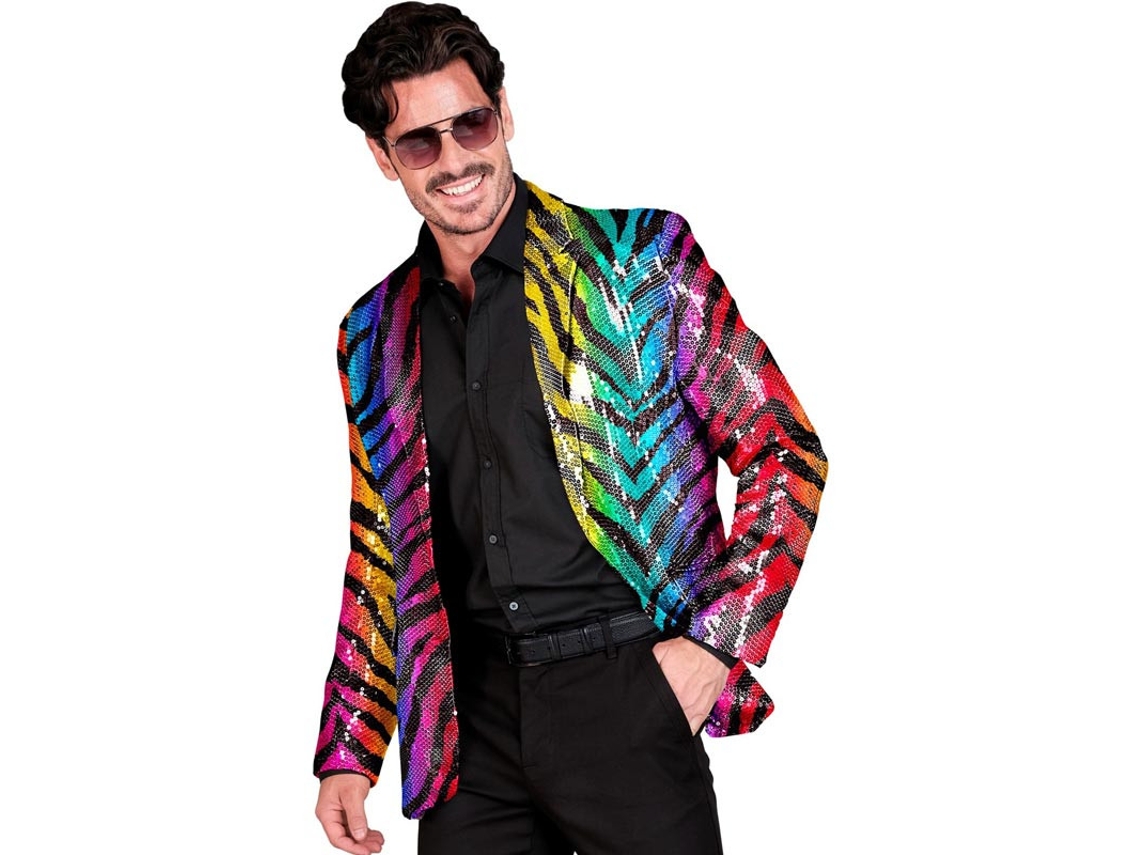 Fato de festa ou jaqueta com estampa animal listrada multicolorida para homem