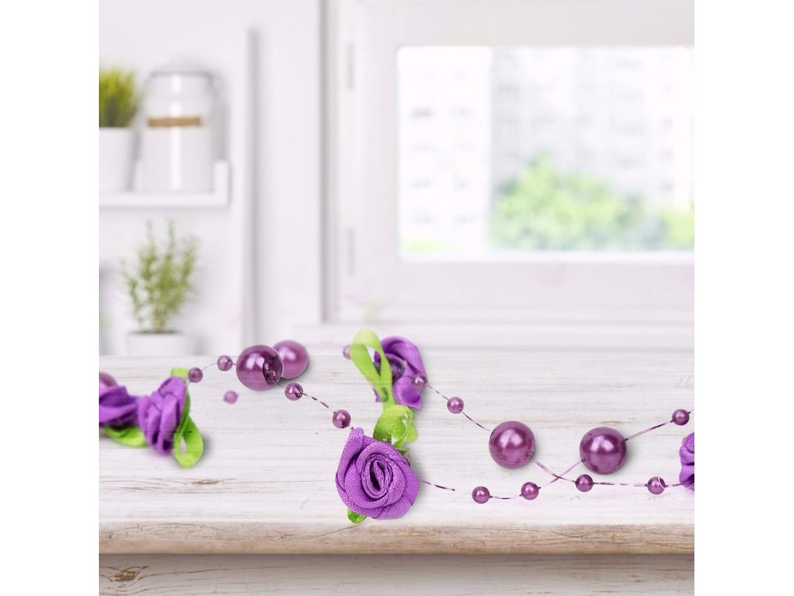 Colar De Pérola Artificial (5m De Comprimento, Roxo) Eoocoo