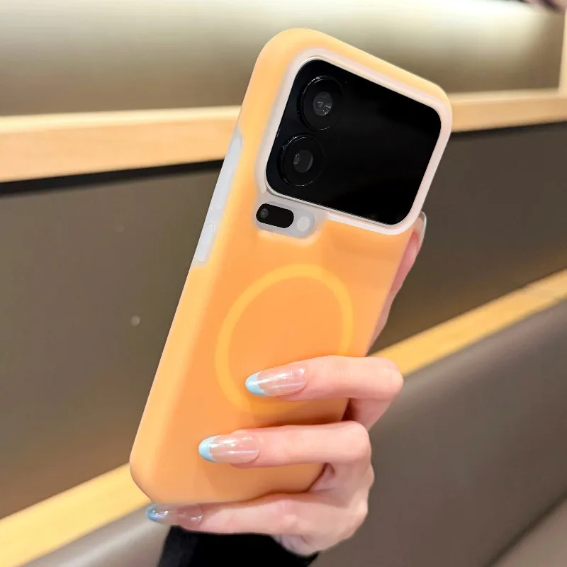 Capa Protetora Magnética De Silicone Líquido (laranja) Para Xiaomi K80 Pro, Capa Fosca Macia.