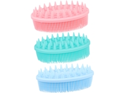 Conjunto De 3 Escovas Banho Hemobllo Para Meninos E Meninas, De Silicone, Nas Cores Rosa, Azul E Verde Ferramenta De