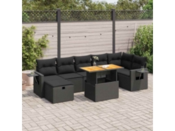 Vidaxl 5 Pcs Conjunto Sofás De Jardim Com Almofadões Acácia E Vime Pe