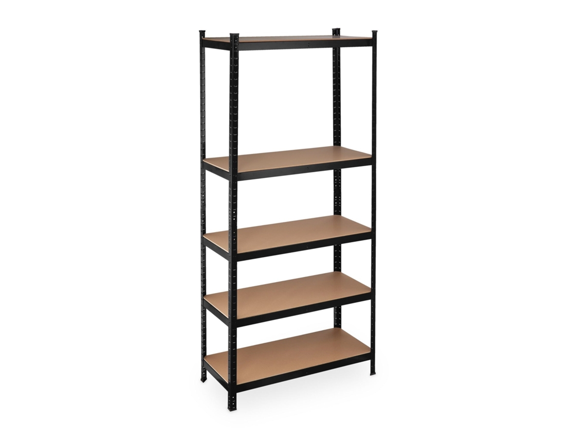 Estante De Armazenamento Preta Extra Grande 220 Cm Com 5 Prateleiras Ajustáveis