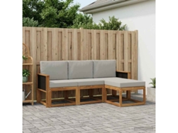 Vidaxl Conjunto De Sofás Para Exterior 4 Pcs Natural E Cinzento-claro