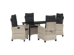 Conjunto 5 Conjunto De Jantar Para Jardim Vidaxl Cinzento-claro Vime Pe (140 X 70 X 73 Cm)