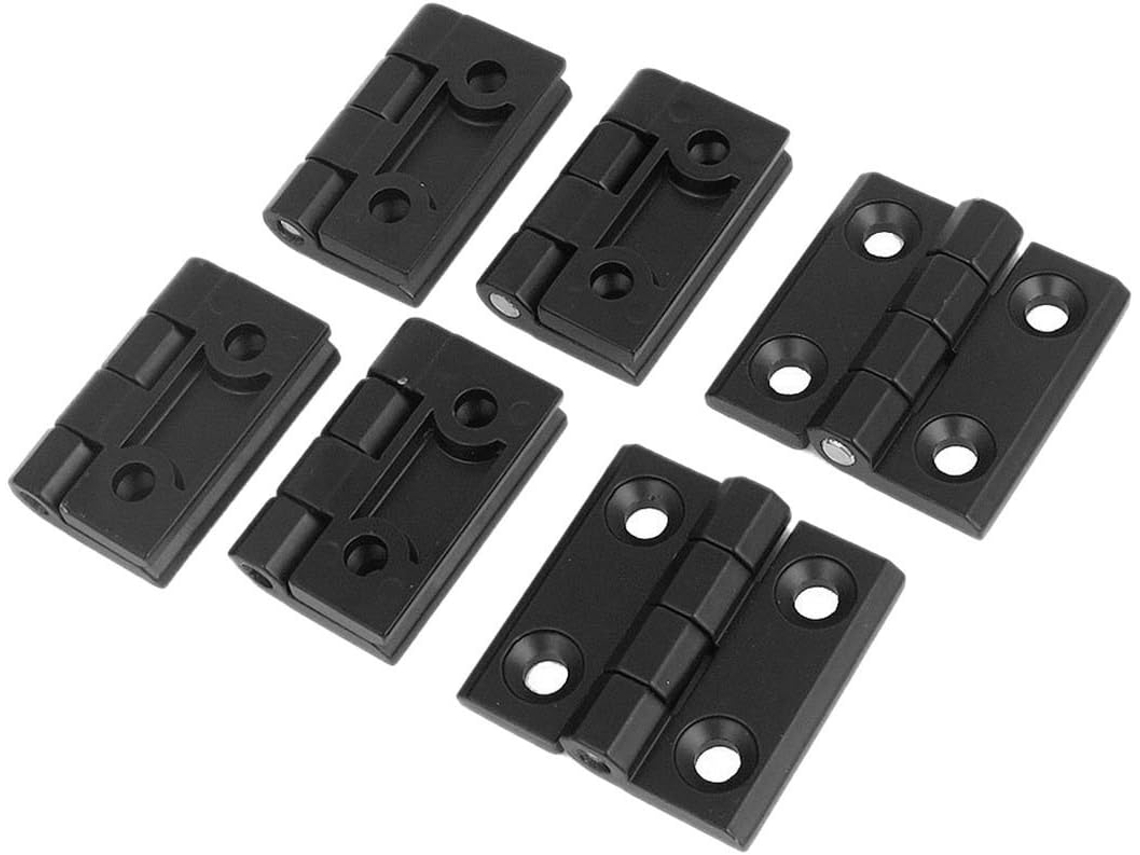 6 Dobradiças Pretas De Alumínio Para Portas Armários E Móveis, 50 Mm X