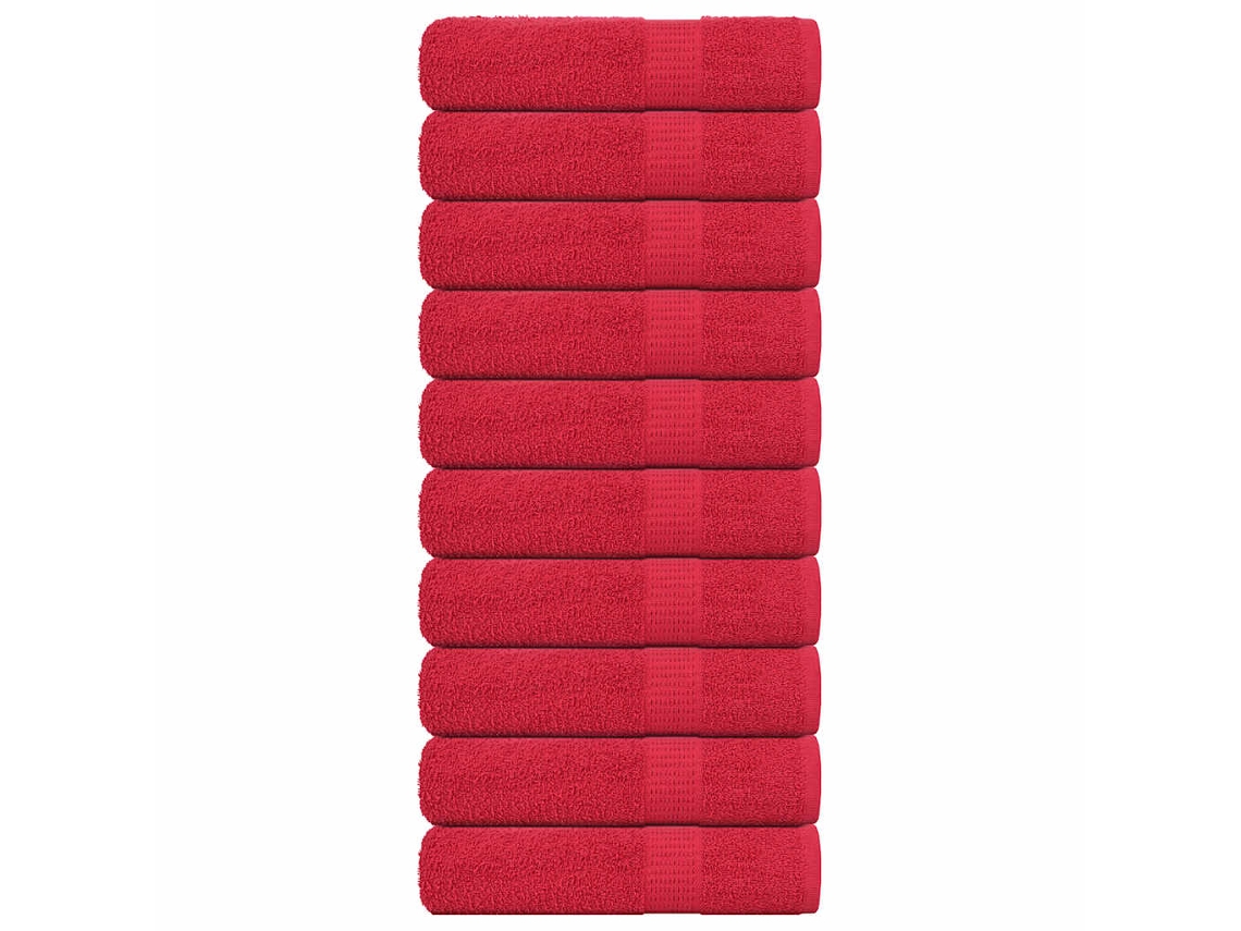 Vidaxl Toalhas De Banho Frogn 10 Pcs 70x140 Cm 360 G/m² Vermelho