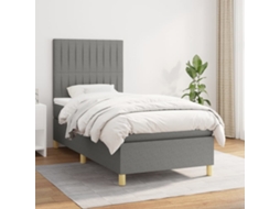 Vidaxl Cama com Molas/colchão 90x190 Cm Tecido Cinza escuro