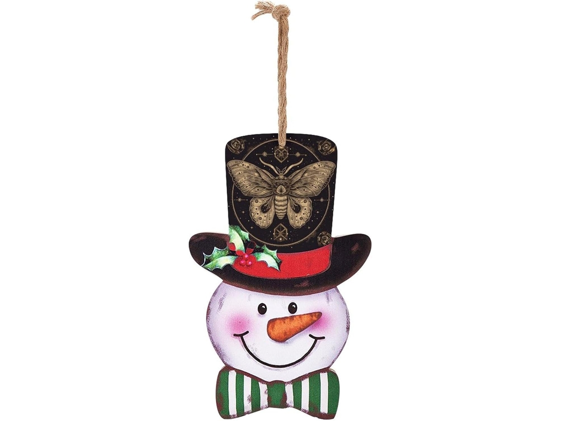 Decoração Natalina De Madeira Com Boneco De Neve E De Árvore De, Bonec