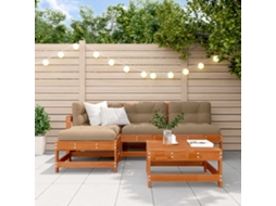 Vidaxl Conjunto De Lounge De Jardim 5 Pcs Castanho Encerado