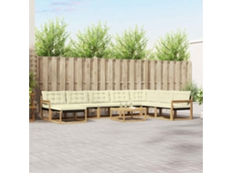 Vidaxl Conjunto De Sofás Para Exterior 9 Unid. Branco E Creme