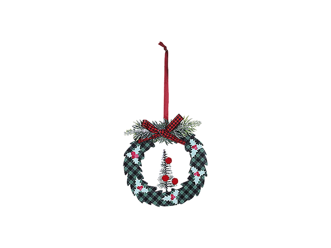 Guirlanda de natal verde pequena com ornamentos para decoração natalícia LAXISCREED