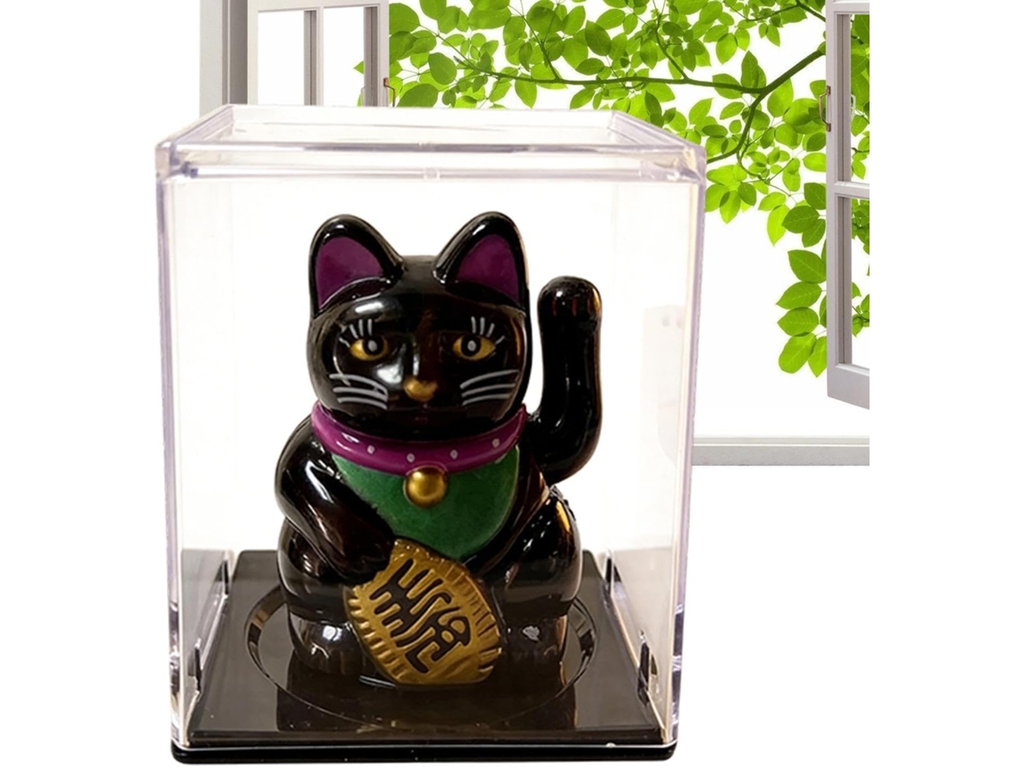 Estatueta De Gato Acenando Com Energia Solar | Estátua Decorativa Para Escritório