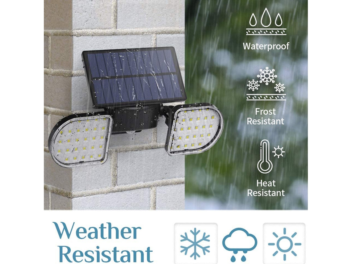 Lâmpada de parede solar externa à prova d'água para jardim, pátio, balcão e garagem, 56 leds, 300lm | S/MARCA