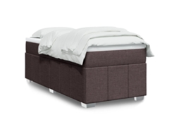 Vidaxl Cama Com Molas/colchão 90x200 Cm Tecido Castanho-escuro