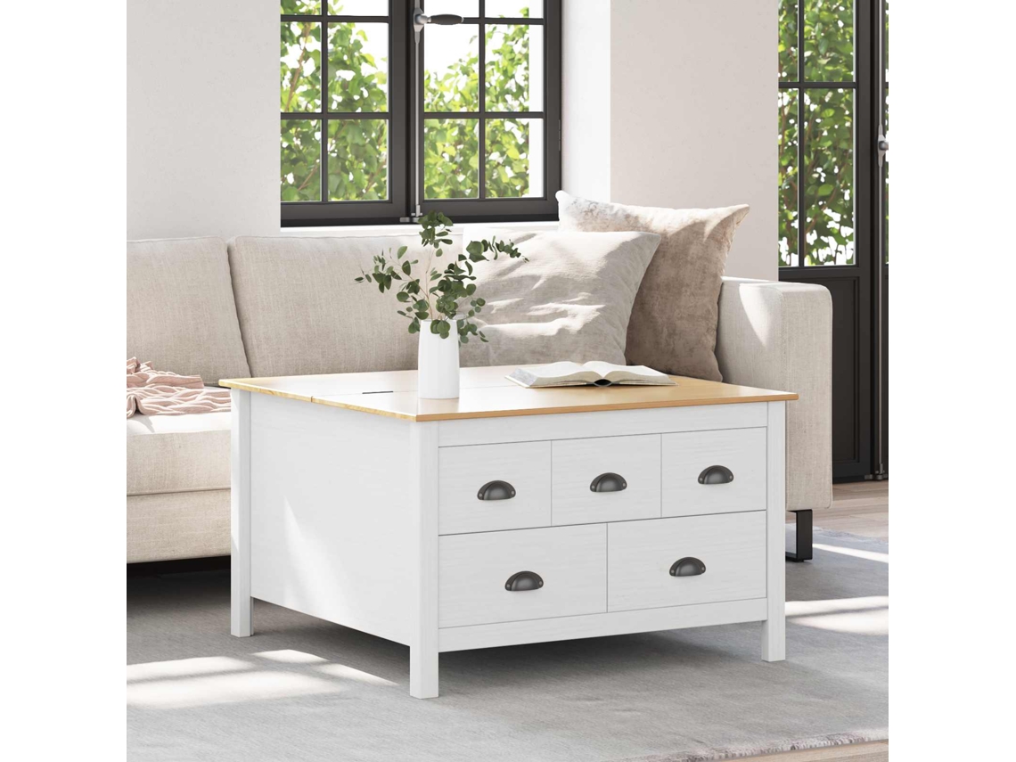 Vidaxl Mesa De Centro Hill Branco E Marrom Mel 79.5 X 79.5 X 49 Cm