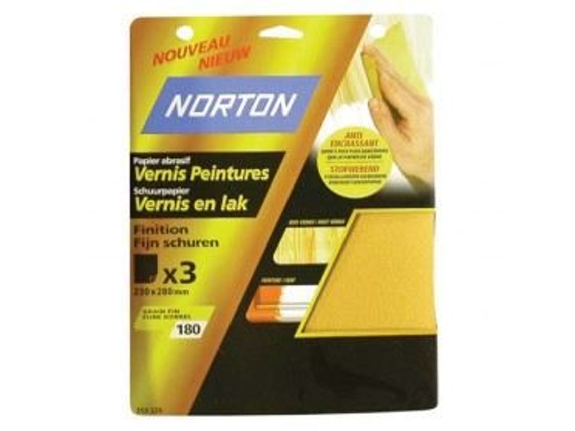 Papel Anti Incrustante Norton Grão 180 Conjunto De 3