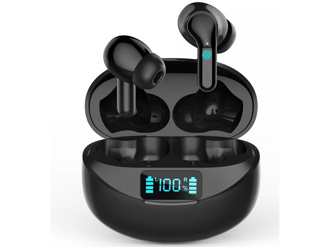 Fones de Ouvido Sem Fio com Cancelamento de Ruído, Display Led IPX4 JIAPEI (preto)