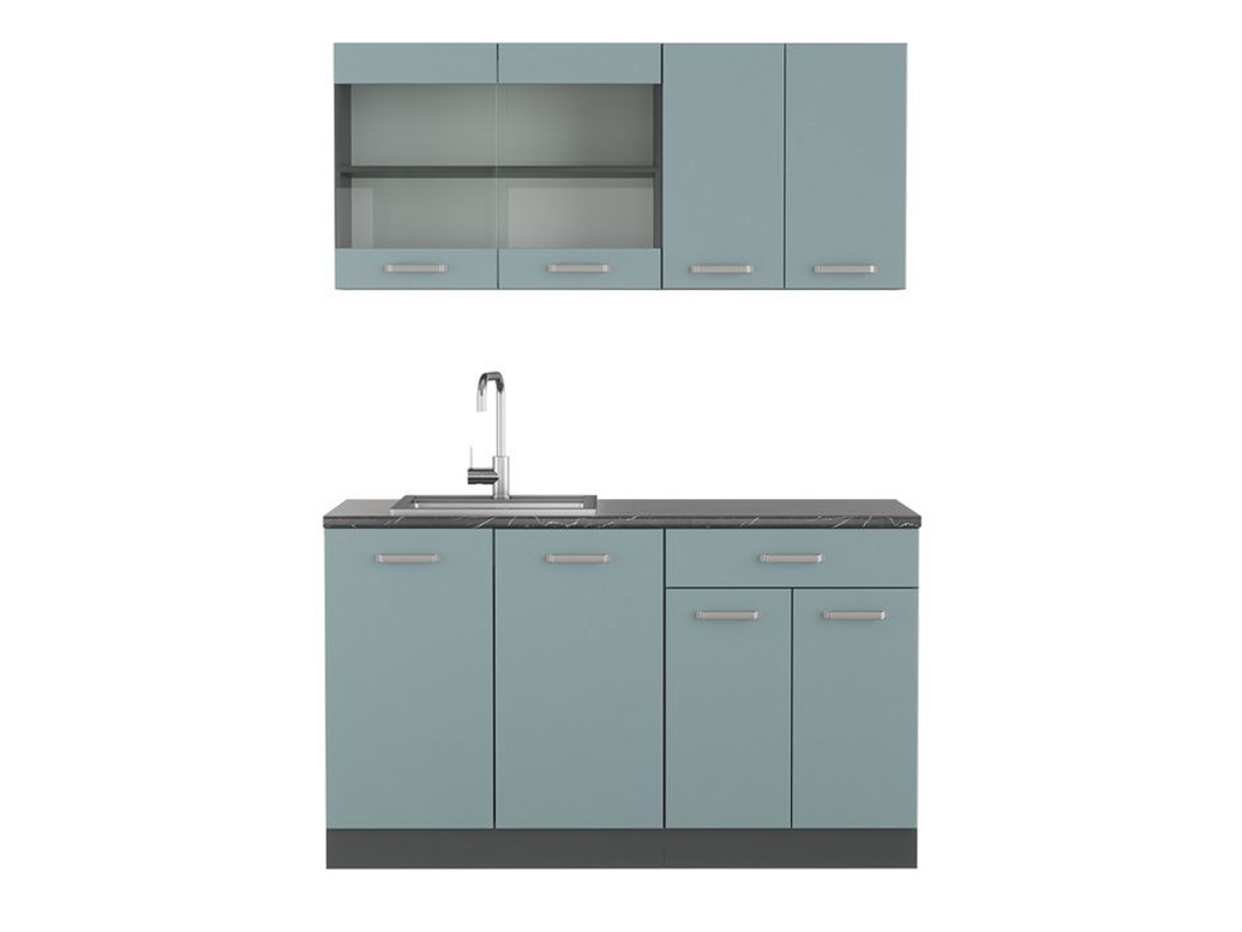 Cozinha R-Line, 140 cm sem bancada, cinza azulado/antracite, Vicco