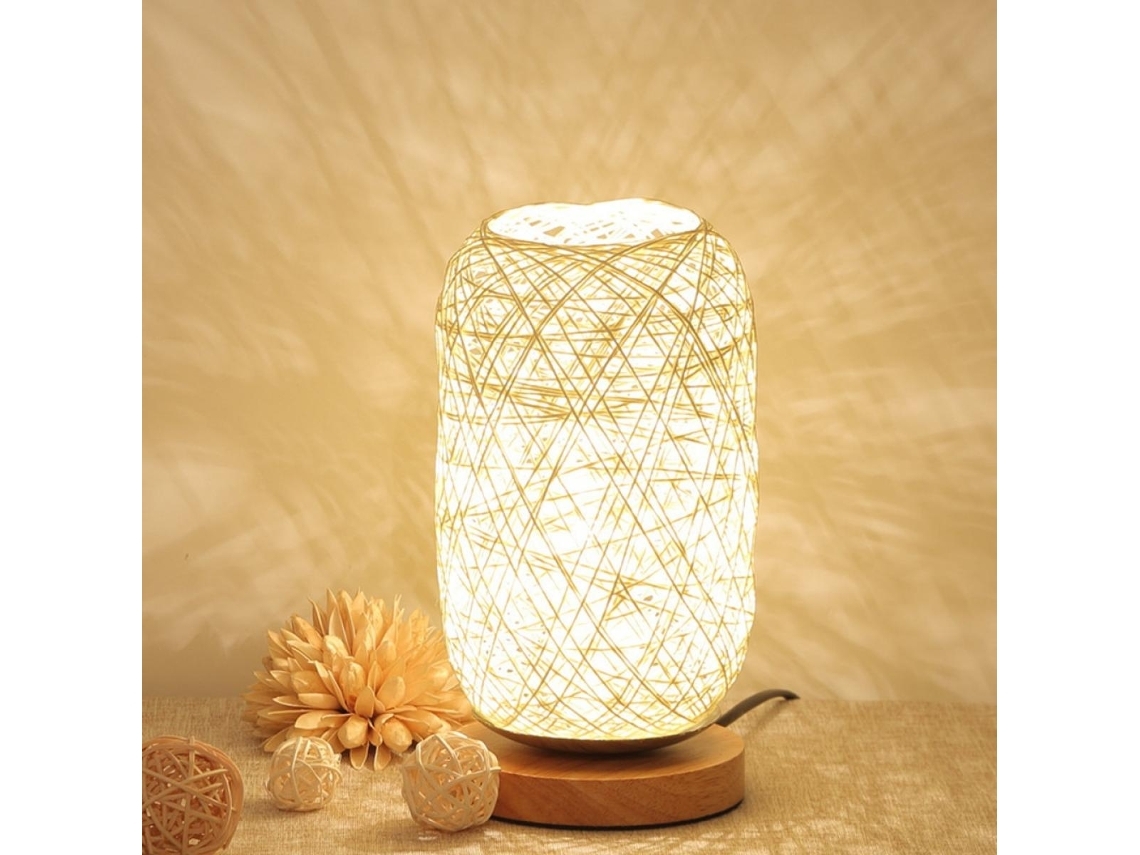 Nordic Candeeiro De Mesa De Madeira Sala Estar Quarto Lâmpada Cabeceira Arte Deco Lâmpada Bola Rattan Carregamento Usb*