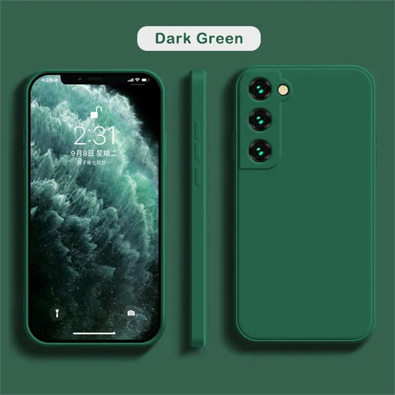 Capa De Silicone Para Celular Samsung (verde Escuro, Galaxy S23 Fe), Capa Traseira Resistente A Impactos.