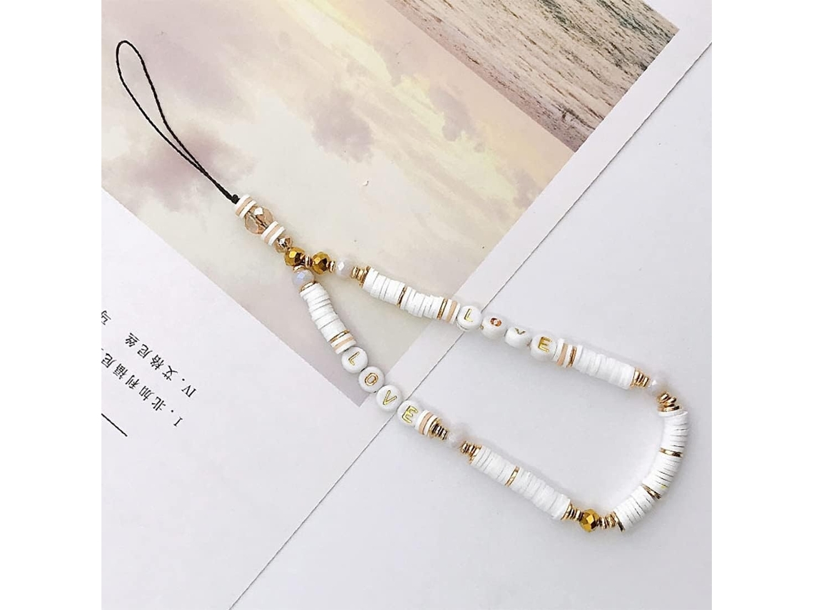 Lurelia Capa Carteira Para Telemóvel Em Acrílico/pérolas, Anti-perda, Com Pérolas, Cor Branco/verde, 2 Un
